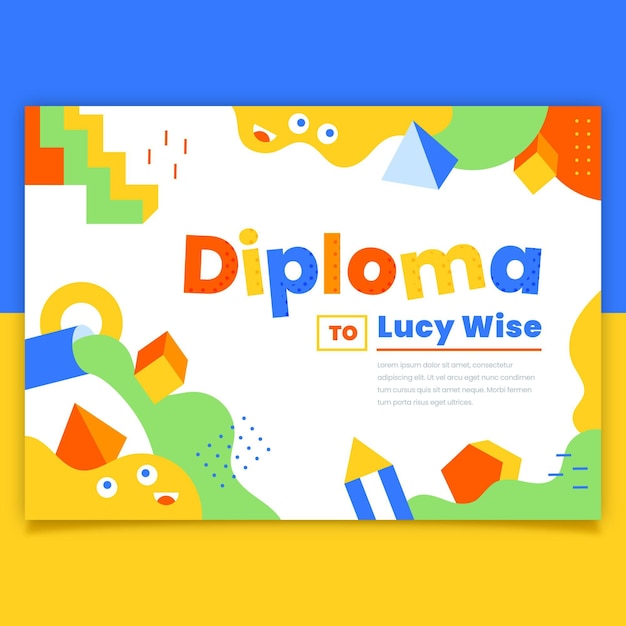 Diploma template theme for kids