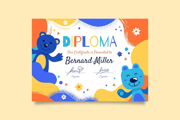 Diploma template theme for kids