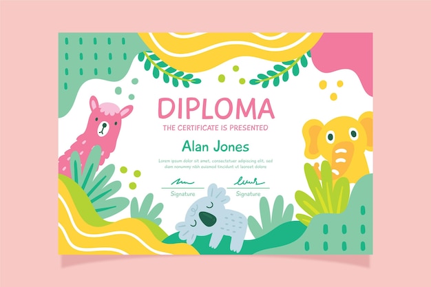 Diploma template with theme for children