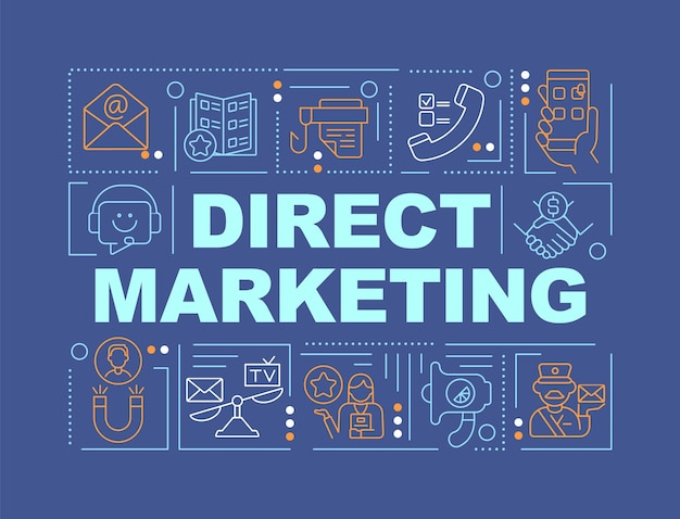 Direct marketing strategy word concepts dark blue banner