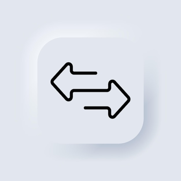 Direction arrows for transfer, sync, migration data. Traffic bridge or exchange conept. Transfer arrows icon. Exchange sign. Neumorphic UI UX white user interface web button. Neumorphism. Vector