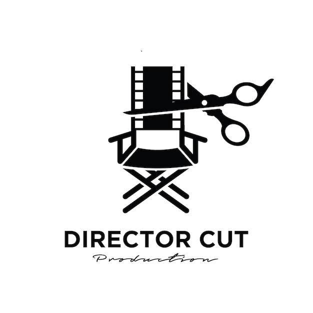 Director cut behind the scene editing Studio Movie Video Cinema Film Production vector logo