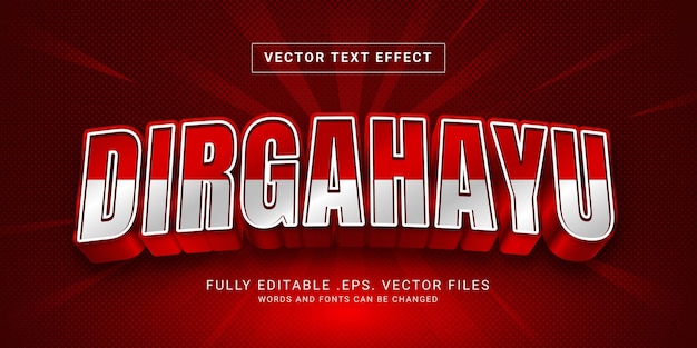 Dirgahayu or celebration text style effect vector