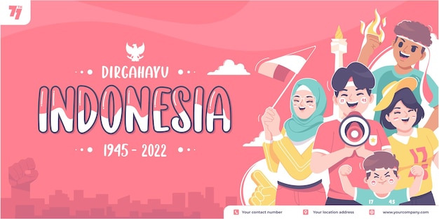 dirgahayu indonesia means long live indonesia independence day banner background