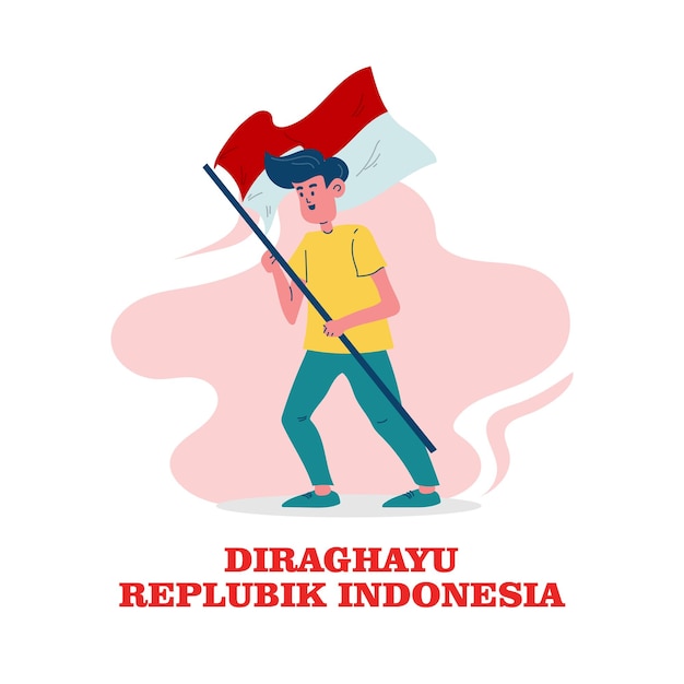 Dirgahayu republik indonesia flat illustration banner design