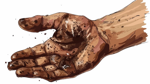 Dirt in the Wound on Hand Vector Illustration