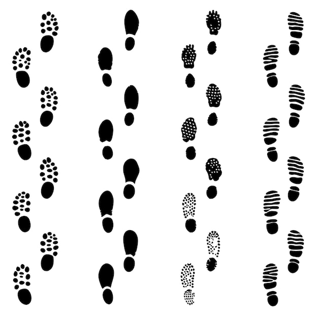 Dirty foot print set silhouete vector illustration