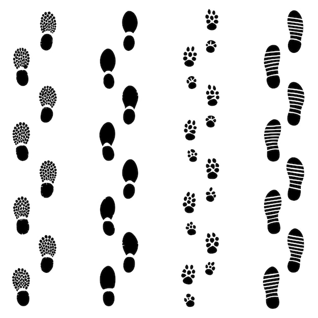 Vector dirty foot print set silhouete vector illustration