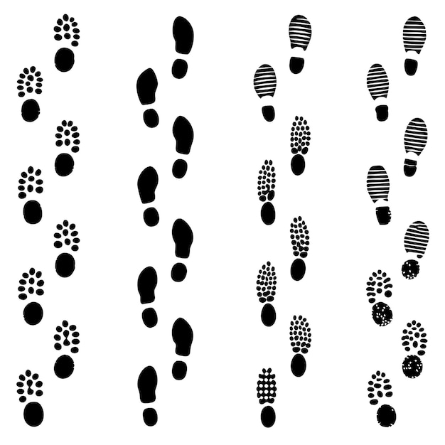 Dirty foot print set silhouete vector illustration