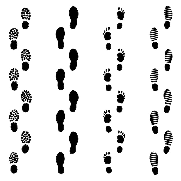 Dirty foot print set silhouete vector illustration