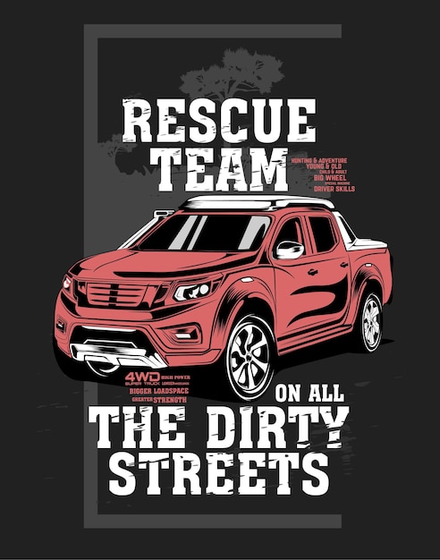 The dirty streets off road car illustration