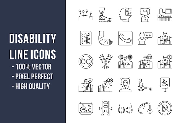 Disability Line Icons