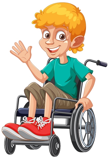 Disable man cartoon sitting on wheelchair