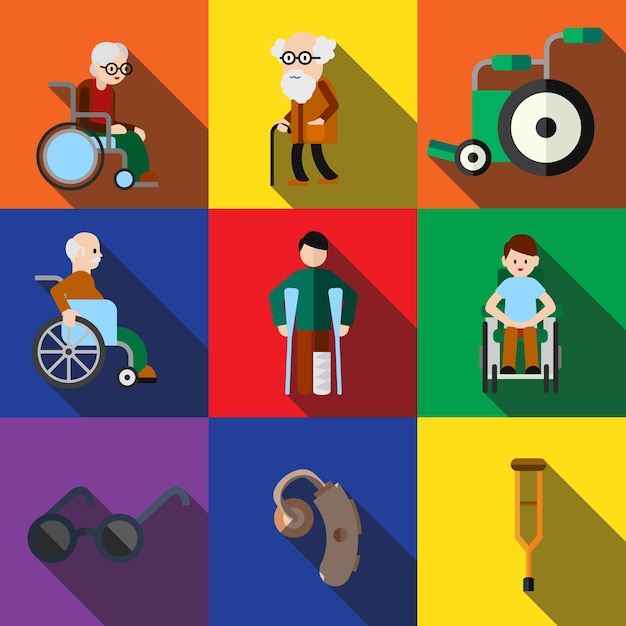 Disabled flat icons set elements, editable icons, can be used in logo, UI and web design