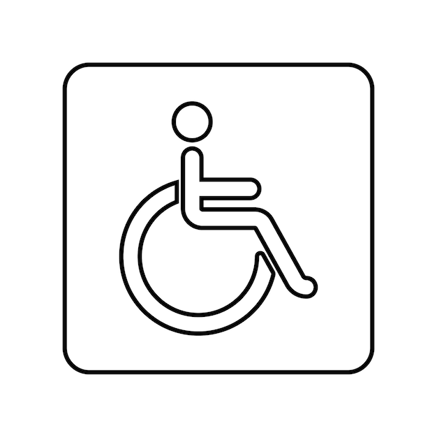 Disabled man wheelchair sign line icon Toilet vector icon