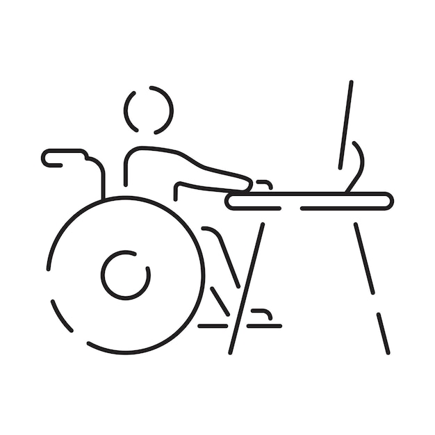 Disabled people line icon outline vector symbol linear style pictogram Signs logo illustration wheelchair older handicapped deaf and Social issue