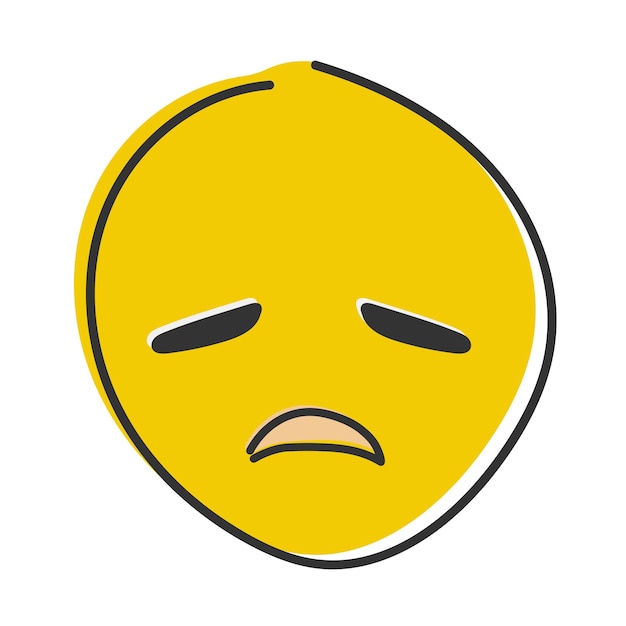 Disappointed emoji Sad face unhappy emoticon Hand drawn flat style emoticon