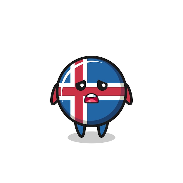 Disappointed expression of the iceland flag cartoon