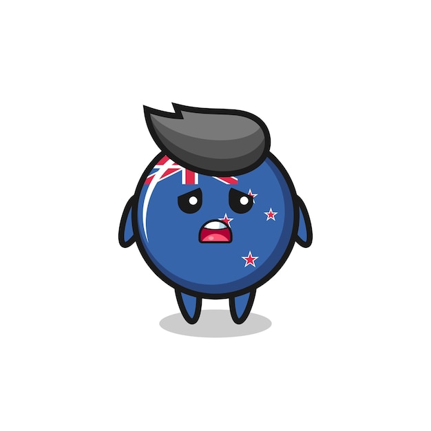 Disappointed expression of the new zealand flag badge cartoon , cute style design for t shirt, sticker, logo element