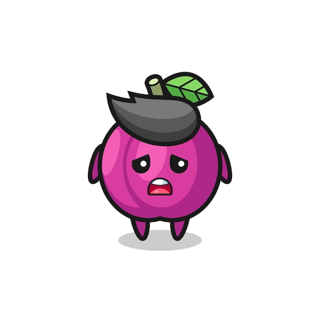 Disappointed expression of the plum fruit cartoon , cute style design for t shirt, sticker, logo element