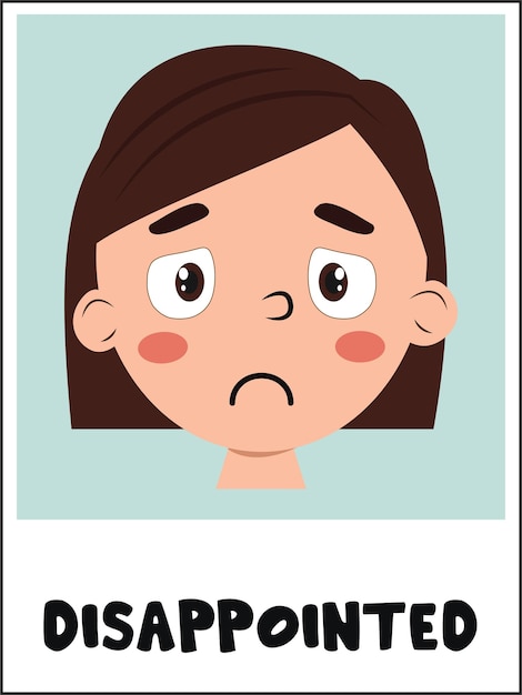 Disappointed face cartoon flashcard