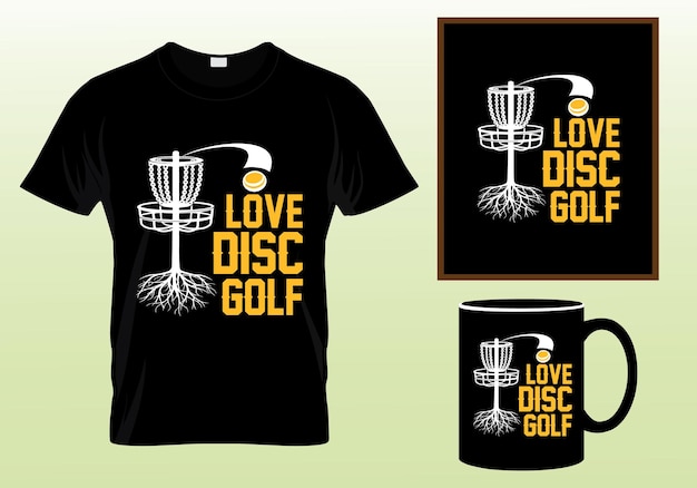 Disc golf player and vintage retro sunset funny disc golf t-shirt design