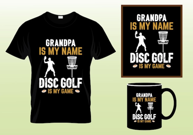 Disc golf player and vintage retro sunset funny disc golf t-shirt design