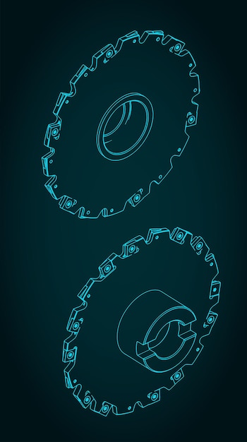 Disc mill cutter isometric drawings