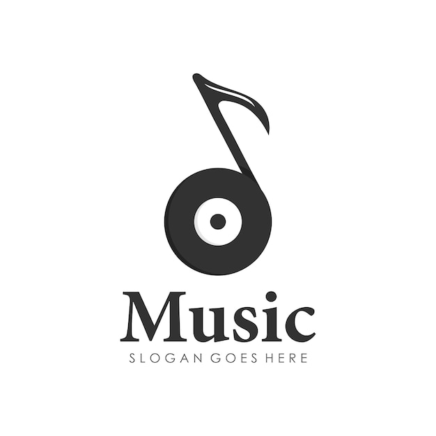 Disc music play note melody logo design 