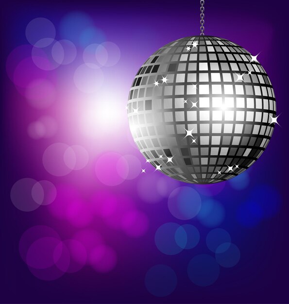 Vector disco ball on bokeh background