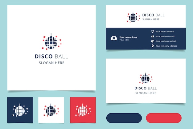 Disco ball logo design with editable slogan branding book