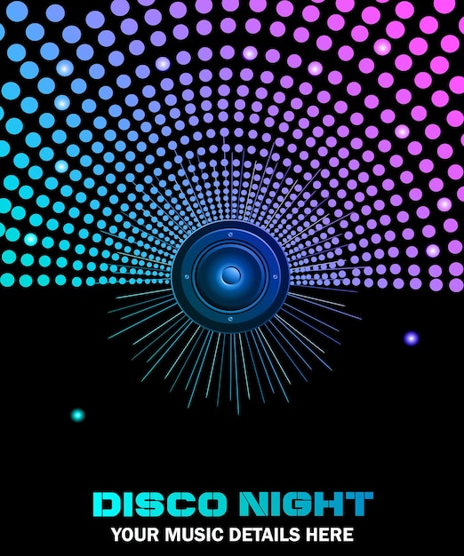 Disco club flyer with colorful elements. Ideal for poster and music background