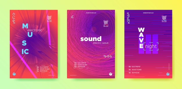 Disco flyers for electronic music festival dj posters templates