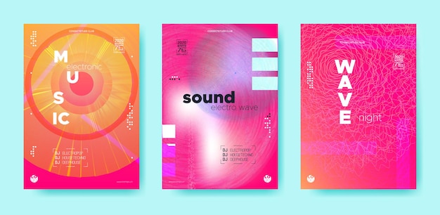 Disco flyers for electronic music festival dj posters templates