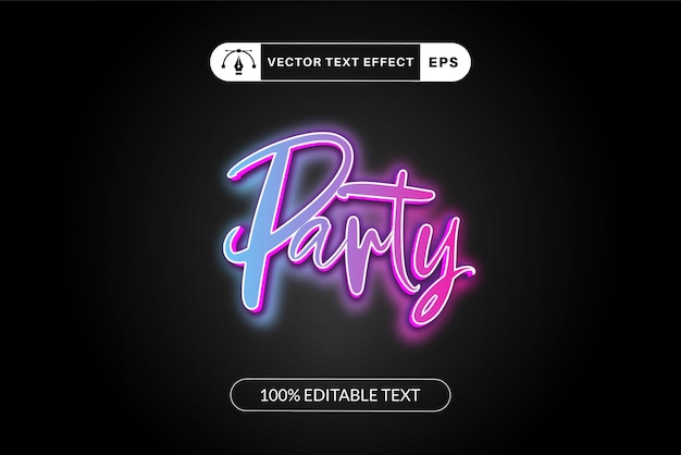 Vector disco party 3d text effect editable text effect neon style