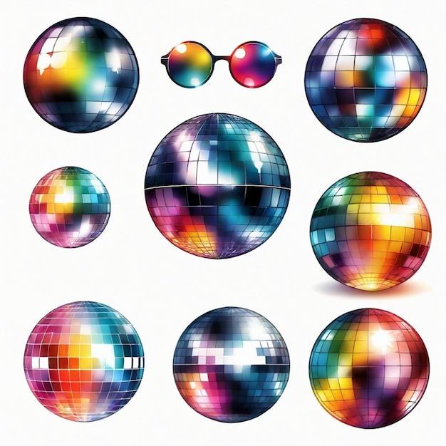 Vector disco vector set white background isolated a high quality