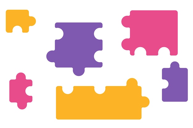 Disconnected pieces of a multicolored puzzle in a flat style a background for business concepts