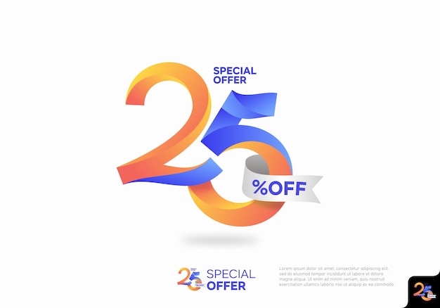 Discount 25 percent off icon special offer Label Vector Template Design Illustration