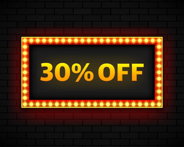 Discount 30 percent sale light bulbs boxes retro design banner Vector illustration