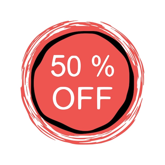 Discount 50 percent design element sign label stickers