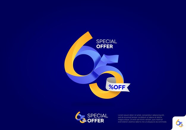 discount 65 percent off icon logo banner design template