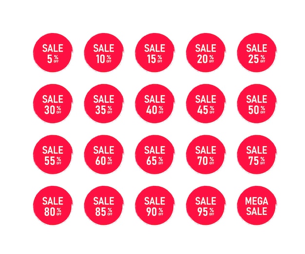 Discount badges set. Mega sale. Vector illustration