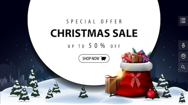 discount banner for website with large circle