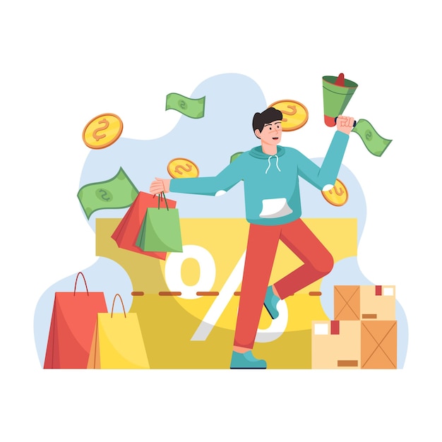 Discount and Cashback Flat Illustration