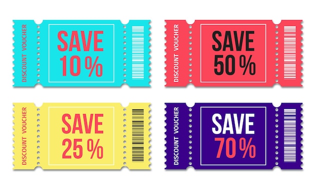 Discount coupons vector set