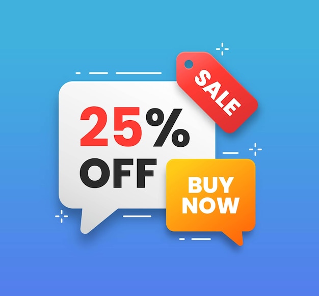 Discount label banner shape tags Special offer speech bubbles Promotion banner with 25 percent