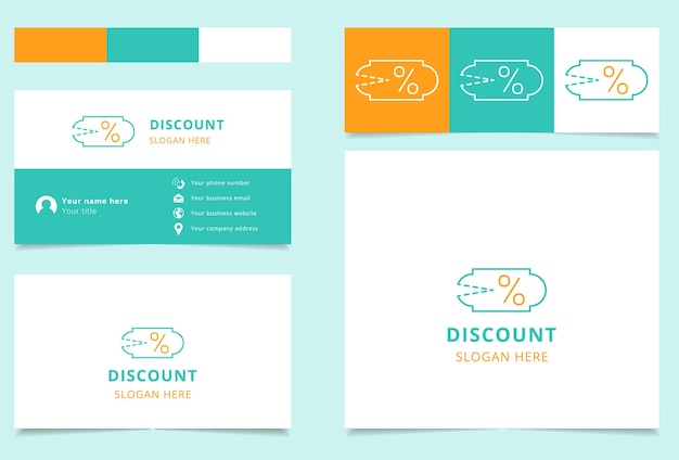 Discount logo design with editable slogan Business card and branding book template