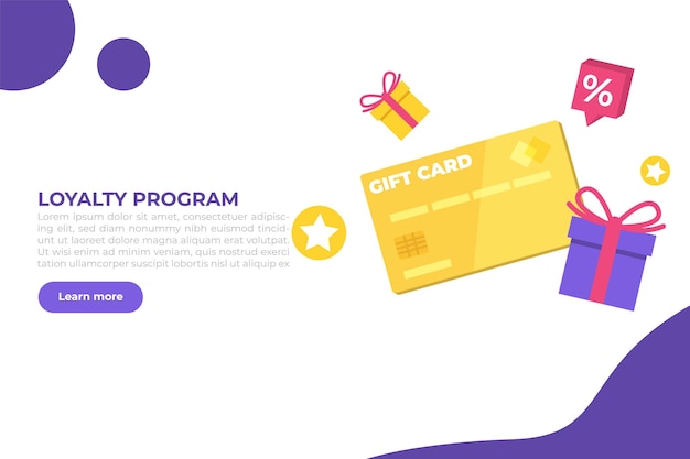 Discount, Loyalty card program and customer service. Vector illustration.