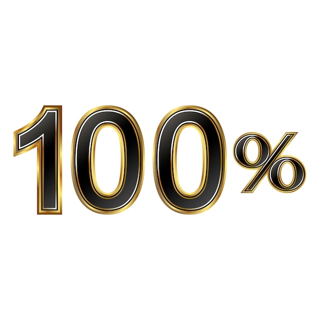 Discount minus 100 percent golden shiny numbers symbol element Special offer price reduction message