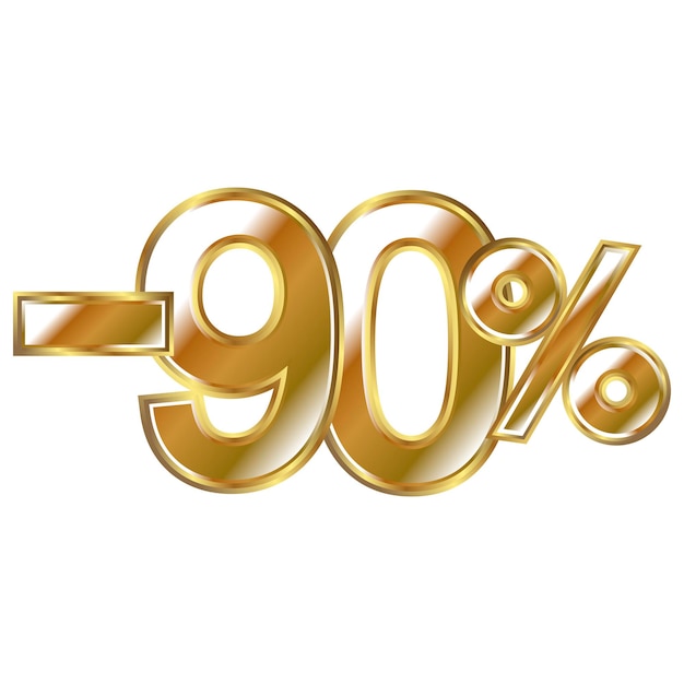 Discount minus 90 percent golden shiny numbers banner element